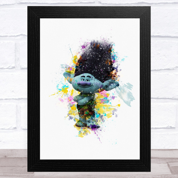 Trolls Blue Watercolour Splatter Children's Kid's Wall Art Print