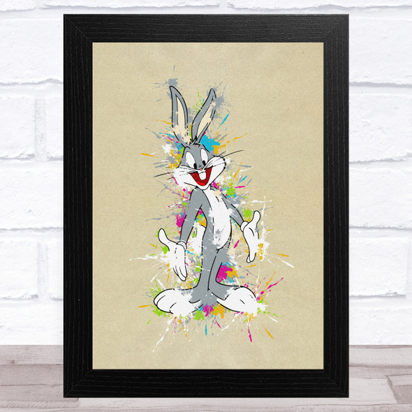 Bugs Bunny Watercolour Splatter Children's Kid's Wall Art Print