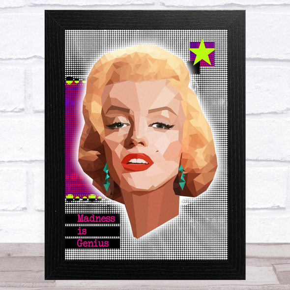 Marilyn Monroe Polygon Retro Black Purple Celeb Wall Art Print