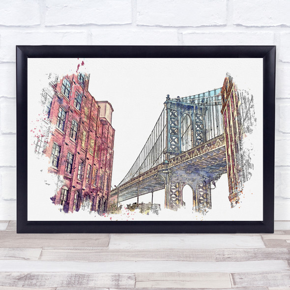 New York Brooklyn Bridge Watercolour Wall Art Print