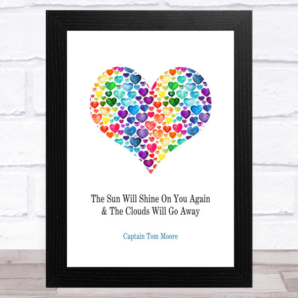 Captain Tom The Sun Will Shine Again WaterColour Hearts Statement Wall Art Print