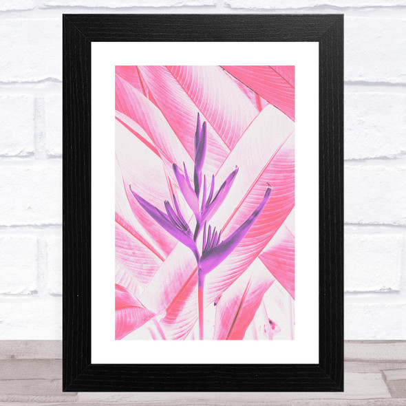 Purple Flower On Pink Tropical Foliage Wall Art Print