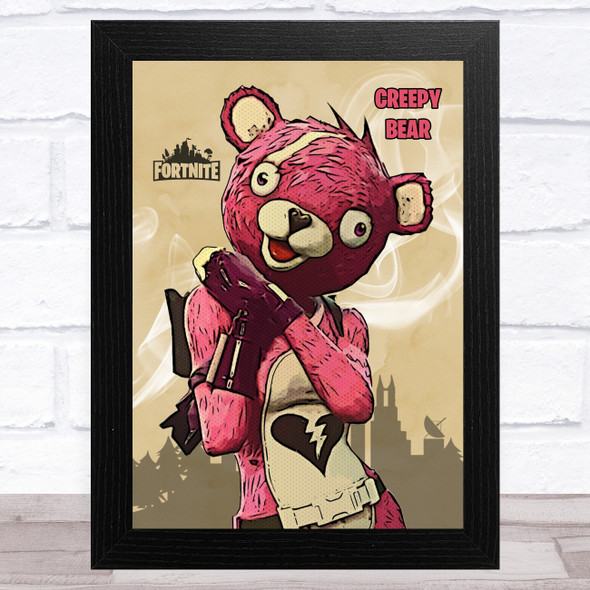 Creepy Bear Gaming Comic Style Kids Fortnite Skin Children's Wall Art Print