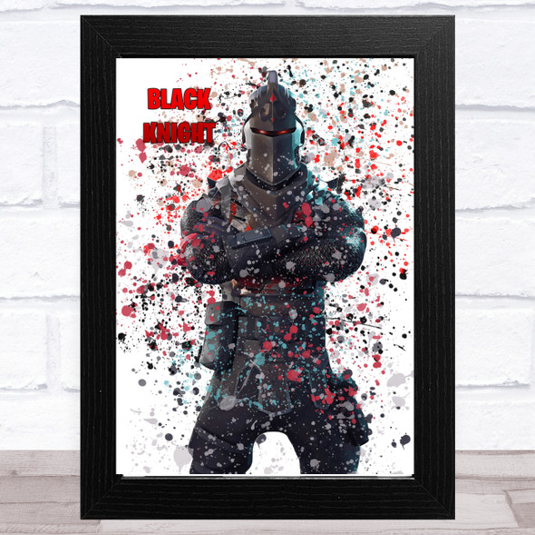 Splatter Art Gaming Fortnite Black Knight Kid's Room Children's Wall Art Print