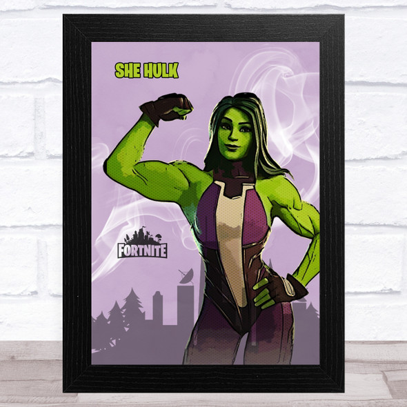 She Hulk Gaming Comic Style Kids Fortnite Skin Children's Wall Art Print