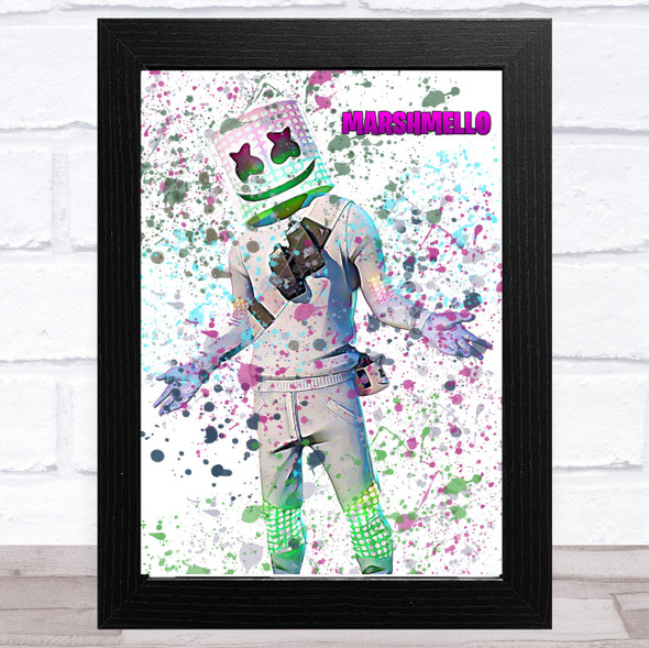 Splatter Art Gaming Fortnite Marshmello Kid's Room Children's Wall Art Print