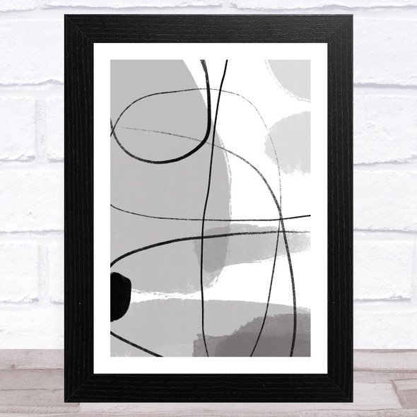 Shades Of Grey Black Lines Abstract Design 2 Wall Art Print