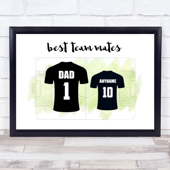 Dad team Mates Football Shirts Black Personalised Father's Day Gift Print