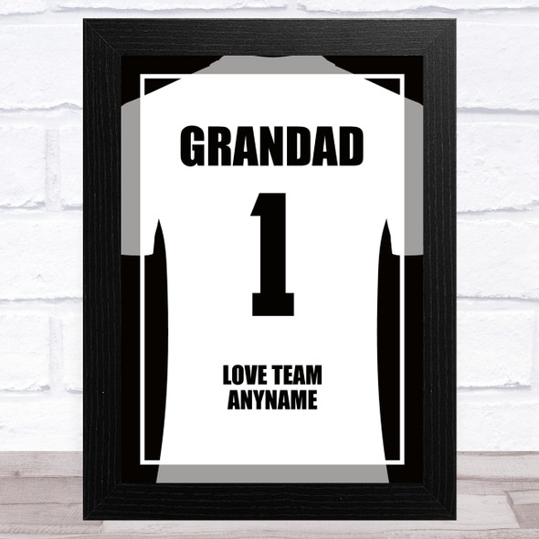 Grandad No.1 Football Shirt White Personalised Dad Father's Day Gift Print