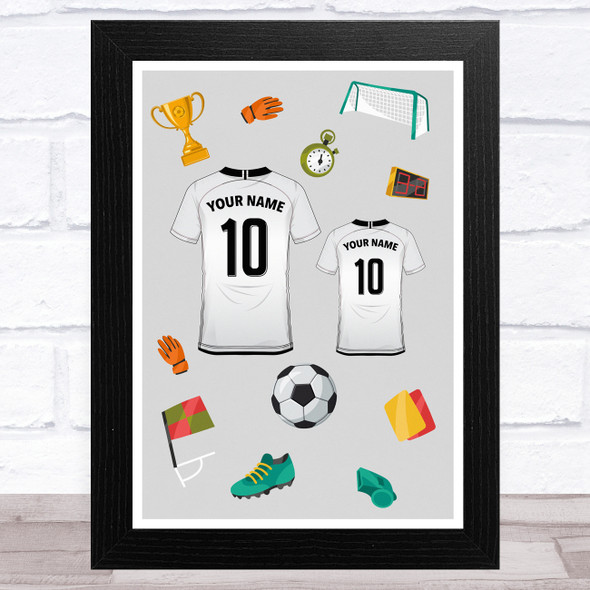 White Football Shirts Can Be Any Colour Personalised Dad Father's Day Gift Print