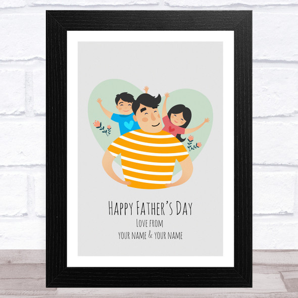 Dad, Son & Daughter Design 12 Personalised Dad Father's Day Gift Wall Art Print