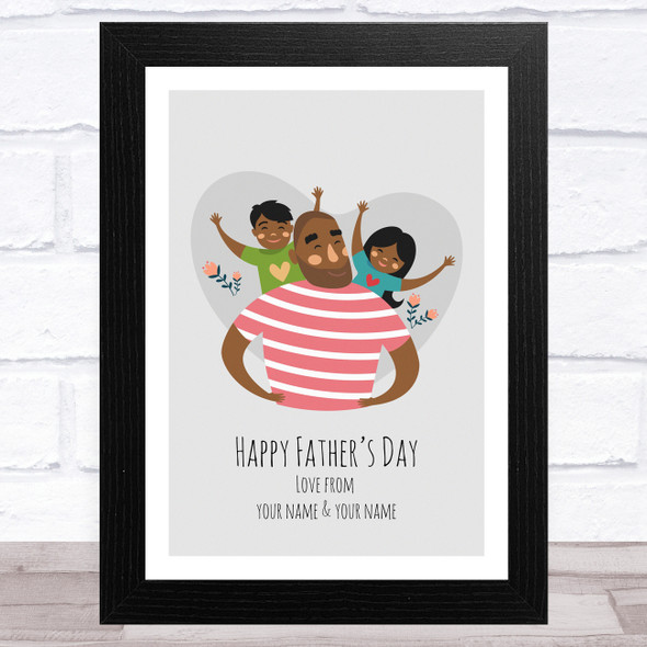 Dad, Son & Daughter Design 9 Personalised Dad Father's Day Gift Wall Art Print