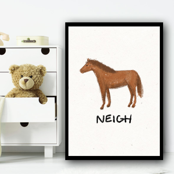 Horse Hand Drawn Simple Wall Art Print