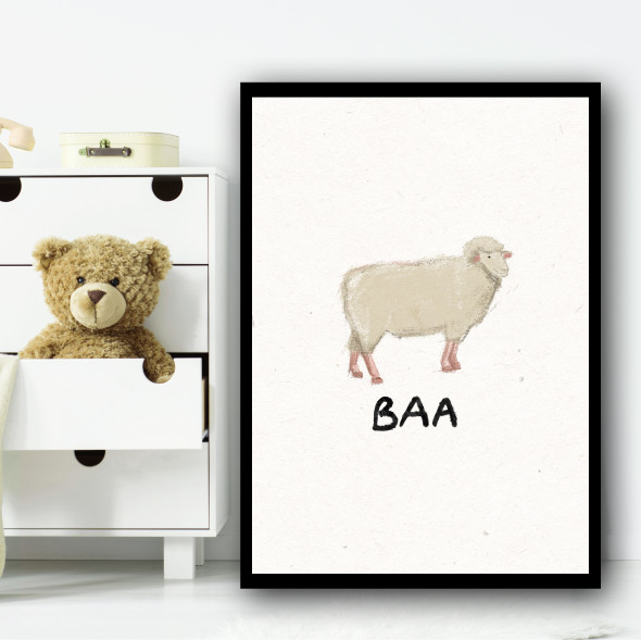 Sheep Hand Drawn Simple Wall Art Print