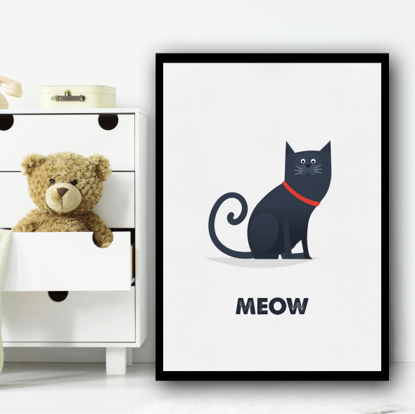 Cat Cartoon Simple Wall Art Print