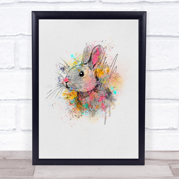 Rabbit Watercolour Line Art Splatter Drip Wall Art Print