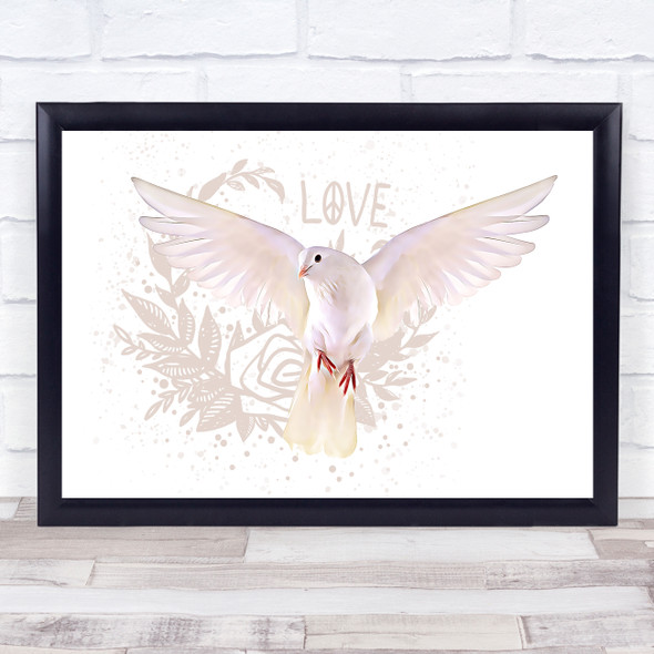 Dove Love Peace Rose Wall Art Print