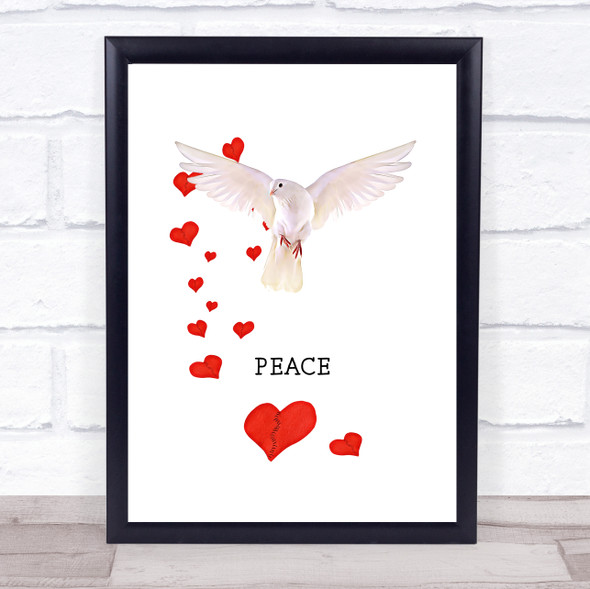 Dove Hearts Peace Wall Art Print