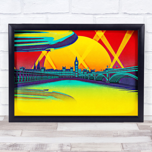 Led Zeppelin Mother Ship Pop Art Over City River Lights Wall Art Print