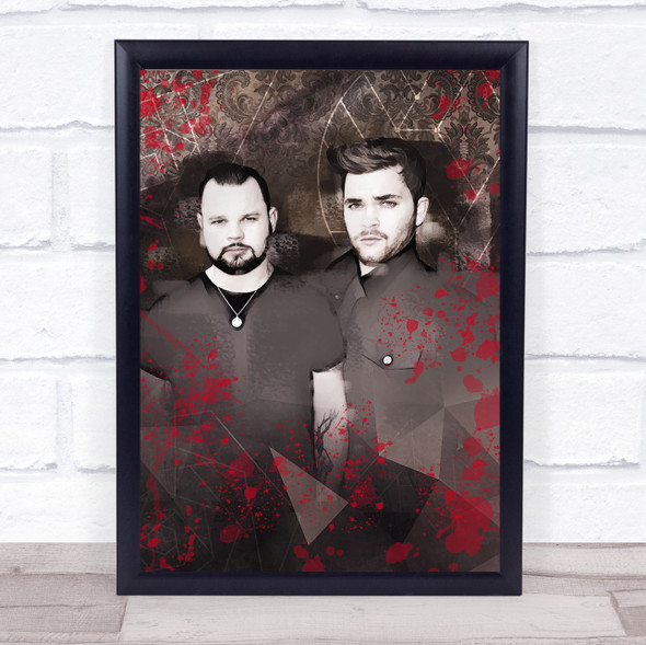 Royal Blood Grunge Black & White Blood Splatter Wall Art Print