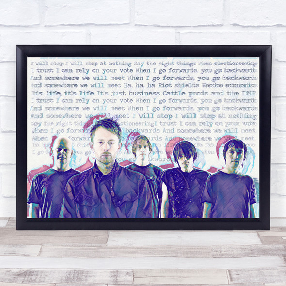 Radiohead Distorted Band Lyrics Distressed Wall Art Print