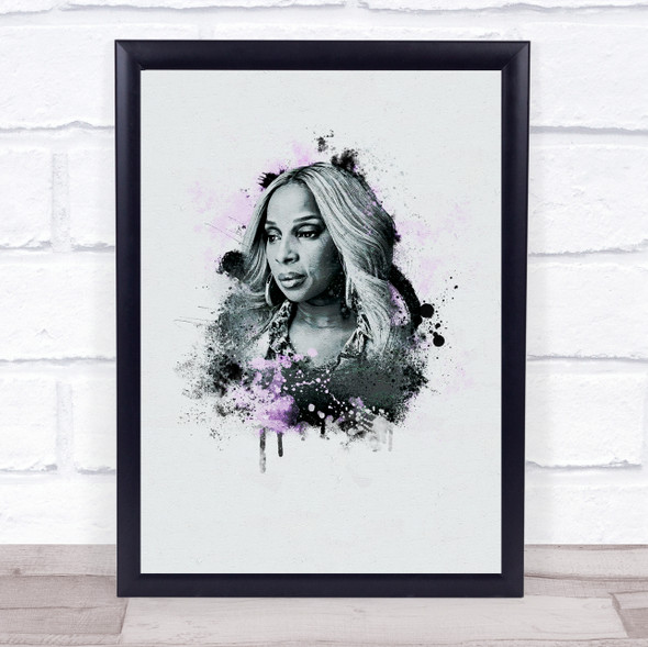 Mary J. Blige Watercolour Splatter Drip Wall Art Print