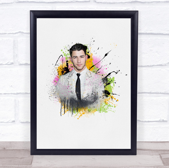 Nick Jonas Watercolour Splatter Drip Wall Art Print