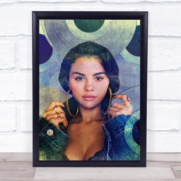 Selena Gomez Green Blue Vinyl Record Wall Art Print