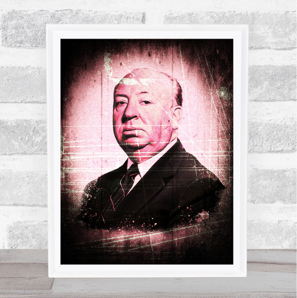Alfred Hitchcock Grunge Black & Red Wall Art Print