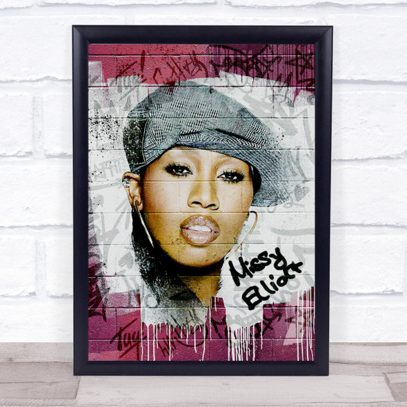 Missy Elliott Graffiti Pink & White Wall Art Print