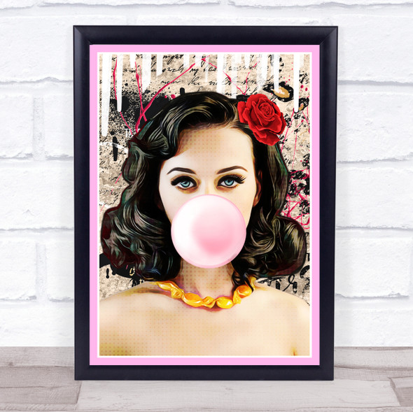 Katy Perry Bubblegum Graffiti Rose Wall Art Print