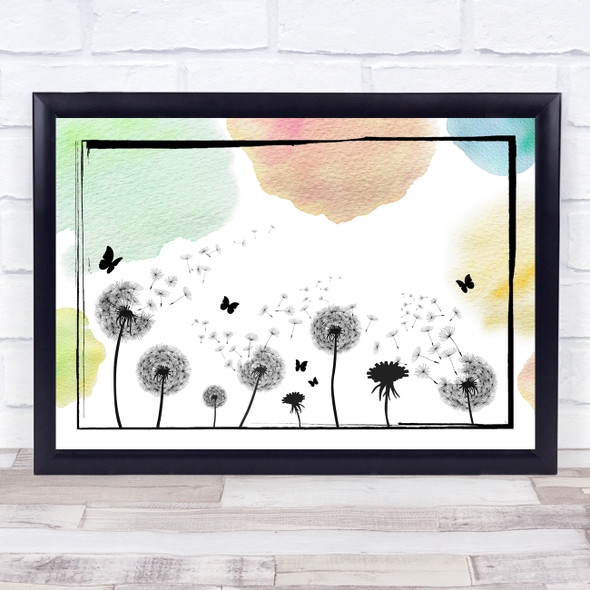 Dandelion Seeds Watercolour Landscape Wall Art Print