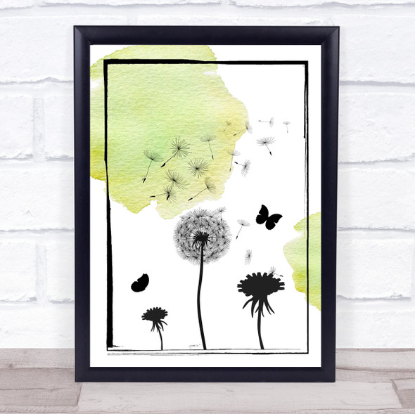 Dandelion Seeds Watercolour Green Wall Art Print