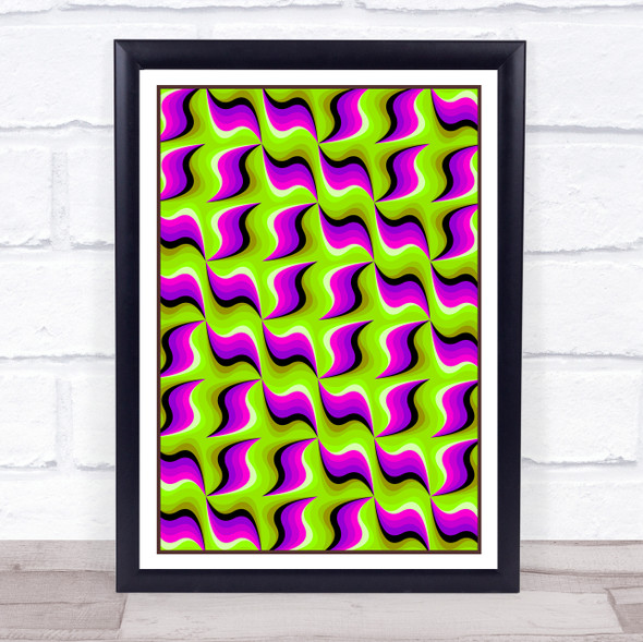Psychedelic Hippie Green Purple Waves Wall Art Print