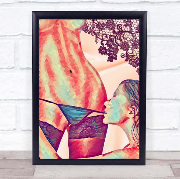 Peach Blue Pink Purple Sexy Lesbian Gay Couple Polygon Wall Art Print