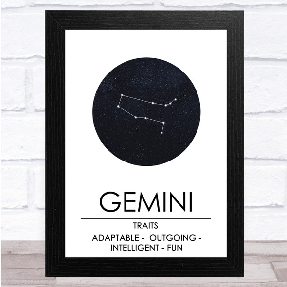 Zodiac Star Sign Constellation Gemini Wall Art Print