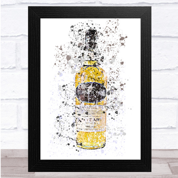 Watercolour Splatter 12 Year Old Glen Single Malt Whiskey Bottle Wall Art Print