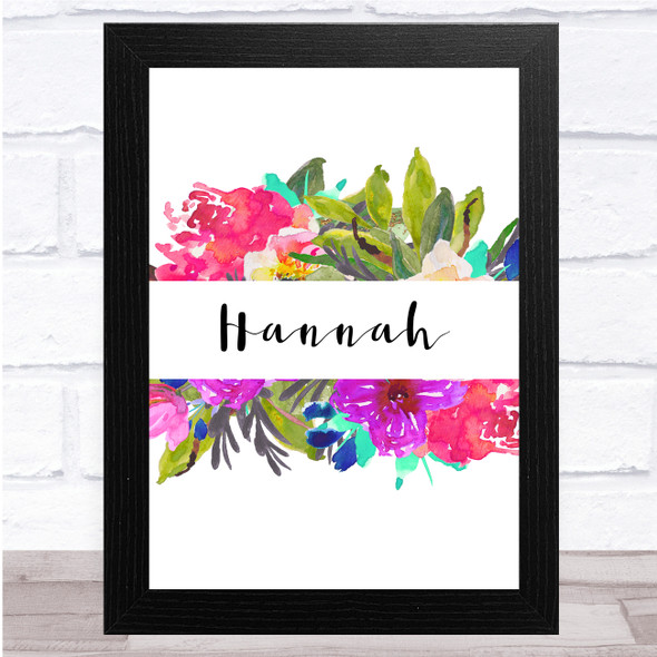 Watercolour Floral Painting Any Name Personalised Wall Art Print