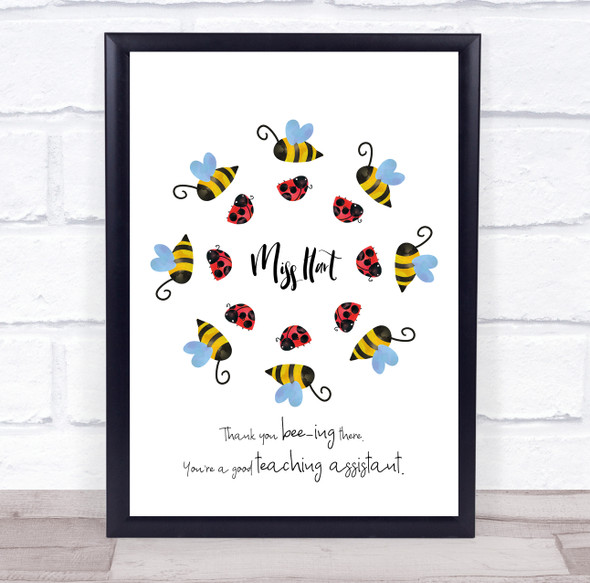 Thank You Teaching Assistant Bess And Ladybirds Personalised Wall Art Print