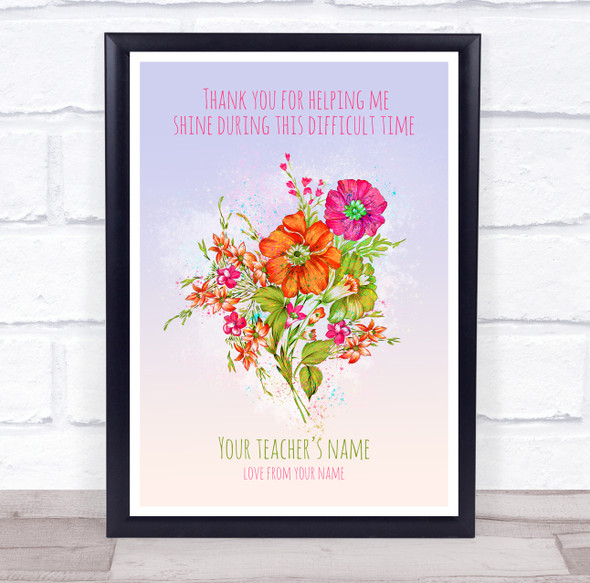 Thank You For Helping Me Shine Watercolour Personalised Wall Art Print