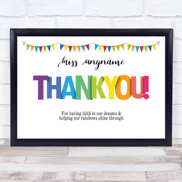 Teacher Thank You Rainbow Letters Personalised Wall Art Print