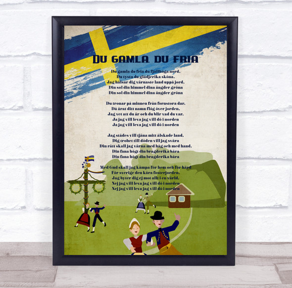 National Anthem Of Sweden Vintage Wall Art Print