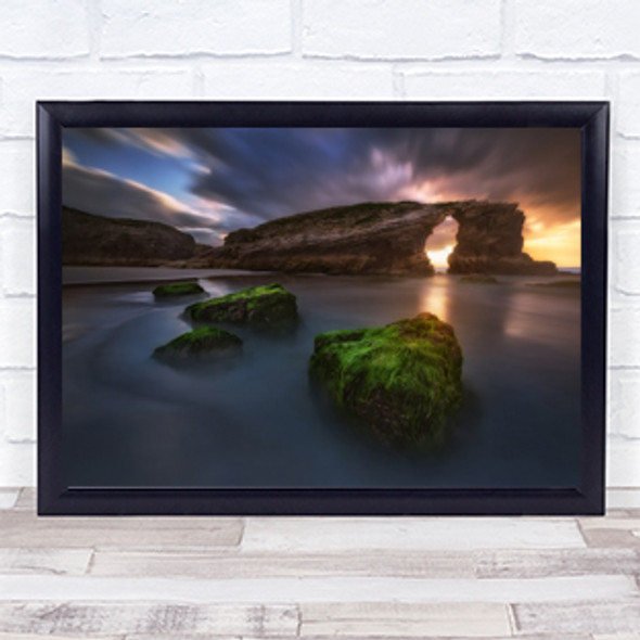 Beach Of The Cathedrals Seascape Water Sea Sunset Light Arch Rock Wall Art Print