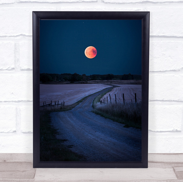 Bloodmoon 2018 Moon Full Blood Planet Astronomy Sky Farm Wall Art Print