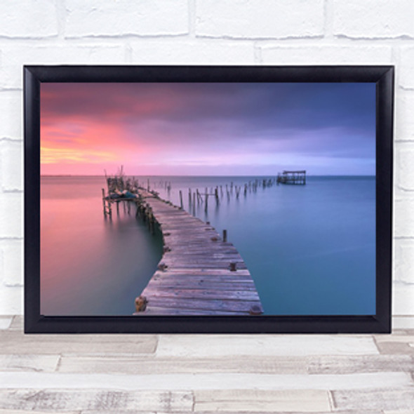 Carrasqueira Portugal Sunset Seascape Bridge Jetty Pier Wharf Wall Art Print