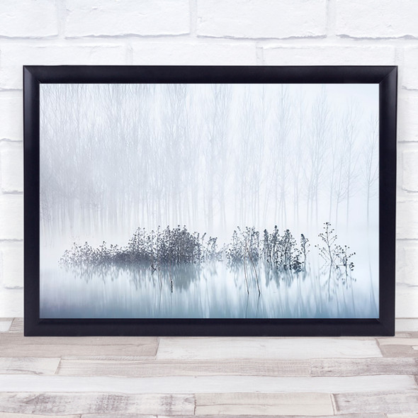 Cold a Foggy Morning in the Swamp Waterscape Trees Water Fog Winter Art Print