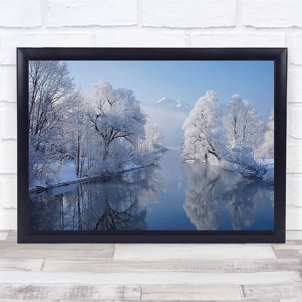 Coldest Morning Winter Trees Frost Cold Snow River Water Mountain Wall Art Print