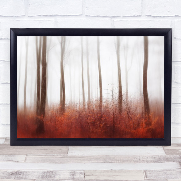 Endless Woods Forest Trees Tree Leaves Red Wall Art Print