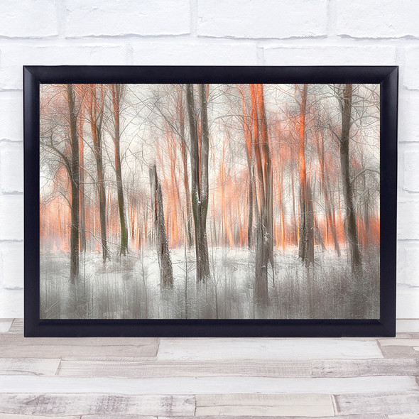 Evening Light Snow Trees Branches Abstract Wall Art Print