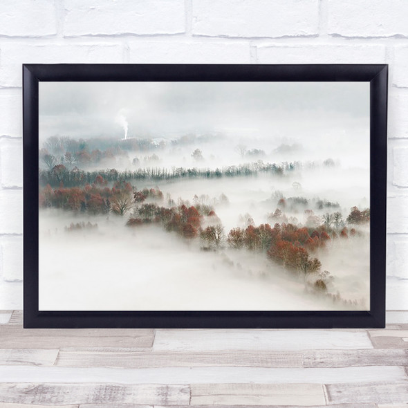 Factory Fog Italy Alberi Sunrise Alba Sea Of Clouds Autumn Wall Art Print